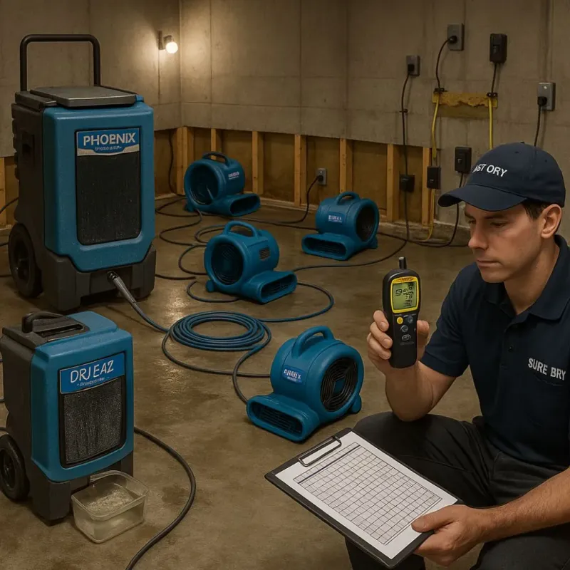 Structural Drying and Dehumidification process in Paddock Lake, WI